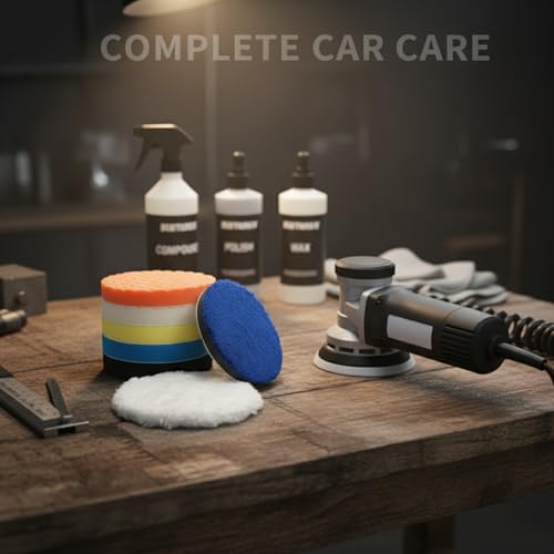 7-Pack 5-Inch Car Polishing Pads - Synthetic Wool & Foam Buffer Set for Dual Action Polishers