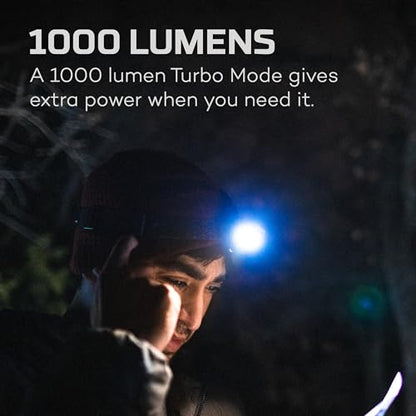 NEBO Einstein Powerful 1000 Lumen Headlamp with Flexpower, Compact Low-Profile Headlamp with 5 Light Modes, Black - style: 1000 Lumens
