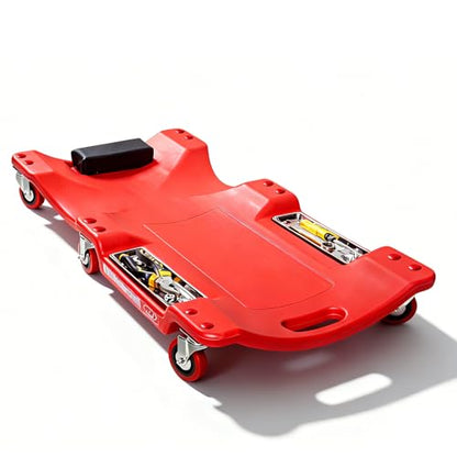 Mechanic's Creeper, 40" Heavy-Duty Creepers with Magnetic Tray, High Quality&Durable Casters, Garage Repair 350LBS Capacity, Low Profile Design, Red - color: Red-Tool tray, size: 40in