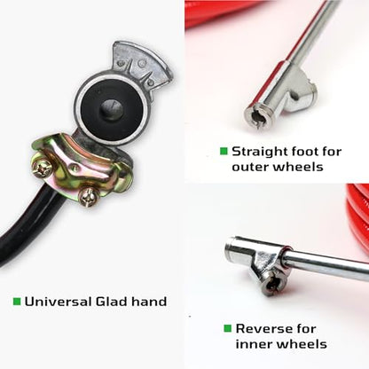 DYNAMIC POWER Truck Tire Inflator Kit- 3/8" X 50' Air Hose with Universal Gladhand & Chuck (RED), D-PVC38-50-04