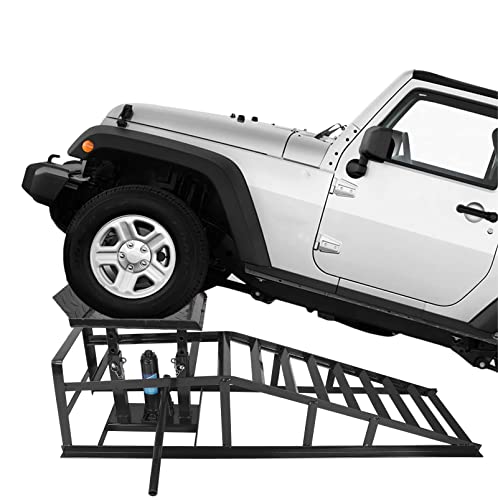 2-Pack Portable Car Lift Hydraulic Car Ramps 3T Low Profile Car Ramp Car Service Ramps Garage Car Lift Hydraulic Jack Ramps, Black