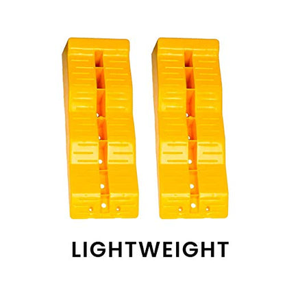 Yellow Leveling Car Ramps – Set of 2 Block Car Ramp, Tri-Leveler, Sturdy Material on Uneven Ground, Universal Fit for Cars Trailer SUV, Stable Ramp/Wheel Chocks Premium Quality, Zento Deals - size: 2 sets