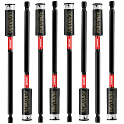 Geinxurn 6Inches Impact Magnetic Screwdriver Bit Holders, 8PACK Extension Socket Drill Bit Holder S2 Alloy Steel Hex Shank Quick-Change Drill Bit Guide - style: 6INCHES -Bit Holder-8PCS
