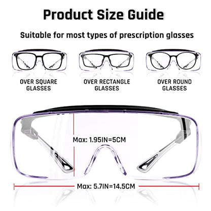 MORK&SUKY Safety Glasses Fit Over Prescription Eyeglasses, ANSI Z87 Certified,Anti-Fog Eye Protection for Men and Women. - color: Black/Gray（5pack）