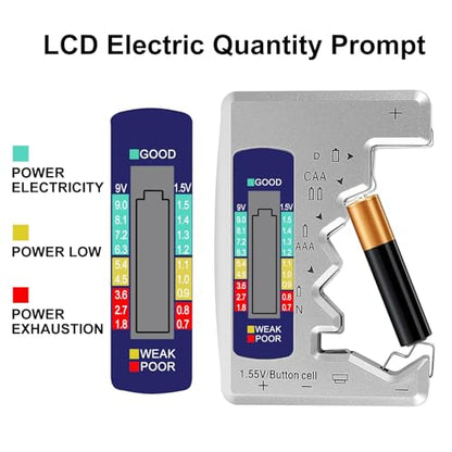 2Pcs Universal Battery Tester Digital LCD Display Multi-Purpose Battery Checker Capacity Analyzer for AA AAA C D 9V 1.5V Button Cell Batteries Cranking System Tester - color: 2pcs BT886