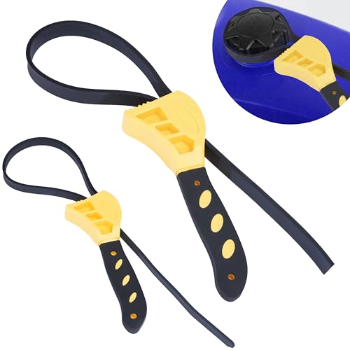 2 PCS Strap Wrench Plumbing, Rubber Strap Wrench, 24 Inch & 19.7 Inch Oil Filters Strap Wrenches, Water Filter Wrenches, Adjustable Rubber Jar Opener for Water Filters, Plumbing,Sink, Faucet (Yellow) - color: Yellow