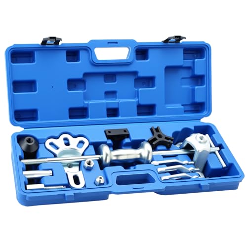 ATPEAM 9-Way Slide Hammer Puller Set | Front Wheel Hub Bearing Remover & Rear Wheel Axle Hub Dent Shaft Puller Tool Kit - size: 19pcs Polished Chrome Finish Slide Hammer