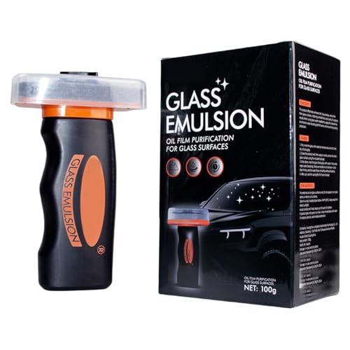Glass Emulsion Cleaner, Windshield Cleaner, Car Windshield Cleaner Tool Roll-On Glass Compound with Cleaning Board, Removes Oil Film & Smudges, Improve Windshield Clarity for Safe Driving(100ml+Brush) - color: 1PCS: (100ml+Brush)