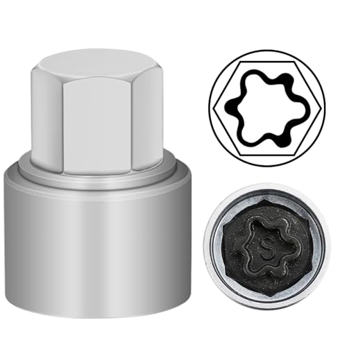 S Wheel Locking Nut Key Compatible with Audi Series, (Socket OD 27mm - ID 25mm), Wheel Lock Nut Socket Adapter, Wheel Anti-Theft Lug Nut Removal Tool, Anti-Theft Screw Remover - size: Socket S