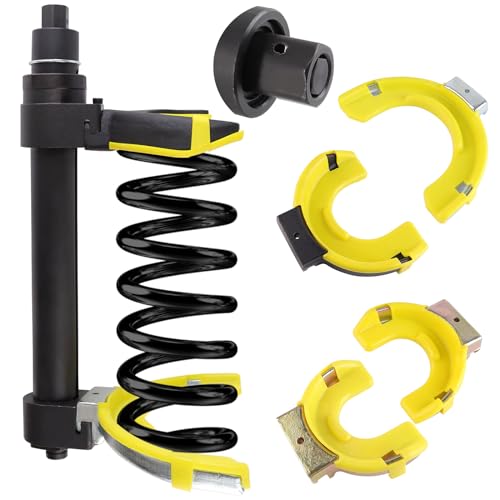 Heavy Duty Macpherson Strut Spring Compressor Tool, Impact Wrench Rated Coil Spring Extractor Kit with Overload Protection Safety Guard, 3 Pairs Yokes for Car, SUV, Truck UTV Suspension Repair