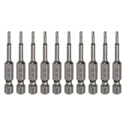 HARFINGTON 10pcs T8 Torx Head Screwdriver Bit 1/4" Hex Shank 2" (50mm) Long Magnetic No Hole Tip Tamper Proof 6 Point Star Screw Driver Drill Bits S2 Steel Industrial Power Screwdrivers - size: T8 x 2"