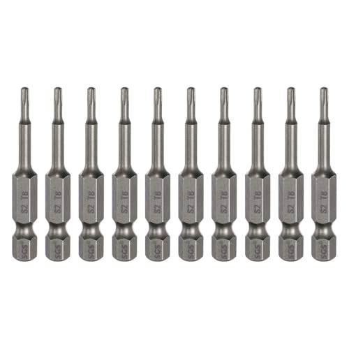 HARFINGTON 10pcs T8 Torx Head Screwdriver Bit 1/4" Hex Shank 2" (50mm) Long Magnetic No Hole Tip Tamper Proof 6 Point Star Screw Driver Drill Bits S2 Steel Industrial Power Screwdrivers - size: T8 x 2"