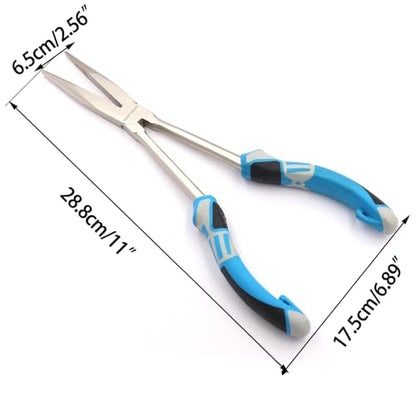 Long Nose Fishing Pliers Hook Remover Tools 11 Inches (NiFe-Blue) - color: Nife-blue