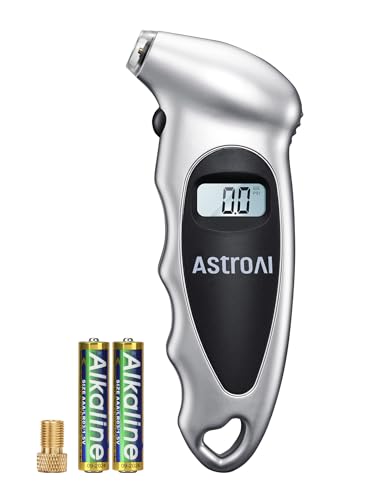 AstroAI Digital Tire Pressure Gauge 0-150PSI, Accurate in 0.1 Increments, Tire Gauge with Backlit LCD and Presta Valve Adaptor, 4 Units of Measurement for Car Truck Bicycle, Silver 1Pack - color: Silver, size: 1Pack