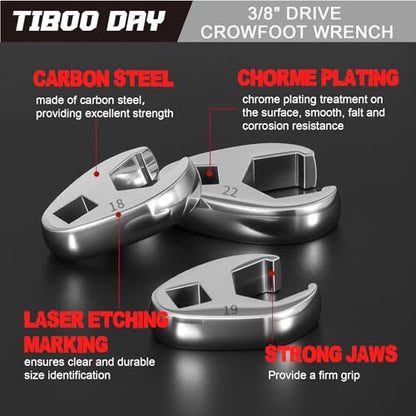 3/8" Drive Crow Foot Wrench 19mm Metric Crowfoot Flare Nut Wrench | CR-V Steel, Open End Crows Foot Wrench Ideal for Tight Spaces Mechanics Automotive Repair Work - size: 19mm