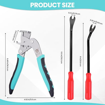 Car Clip Pliers, Panel Clip Removal Tool with 2Pcs Stainless Steel Fastener Remover for Disassembling Automotive Interior, Door Panel Dashboard, Buckles, Plastic Trim Clips, Rivets - color: 1set