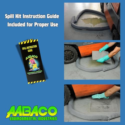 AABACO Universal Spill Kit 5 Gallon Oil Spill Kit with Absorbent Pads, Socks, Yellow Duffle Bag, Gloves & Disposal Bag for Automotive, Garage & Industrial Use - size: 1 Count (Pack of 1)