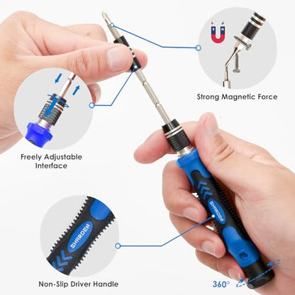 SHARDEN 122 in 1 Precision Screwdriver Set With CR-V Steel Bits(Blue) | Magnetic Repair Tool Kit with Case for Repair Computer, Phone, PC, Cellphone, Laptop, Game Console, Watch, Glasses etc - color: Blue