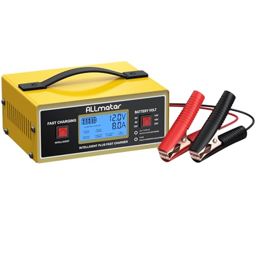 8 Volt Golf Cart Battery Charger,0-14A Smart Fully Automatic Battery Maintainer for 8V Lead Acid Batteries,6V/8V/12V/14V/16V/24V Trickle Charger for Car,Marine,Truck,AGM Gel STD & Desulfator - color: Yellow 8 Volt Battery Charger