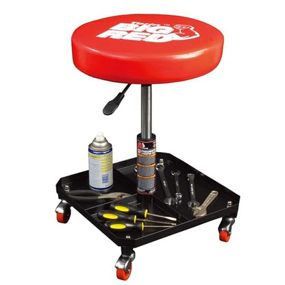 BIG RED TR6350 Torin Rolling Pneumatic Creeper Garage/Shop Seat: Padded Adjustable Mechanic Stool with Tool Tray Storage, Red Large - style: 6350