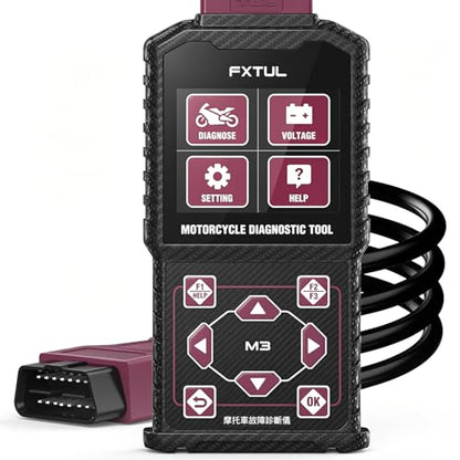 M3-A Motorcycle Diagnostic Tool for Honda Yamaha Kawasaki | Full System OBD2 Scanner Code Reader, Live Data, Actuation Test, Fault Code Reset & Battery Voltage Test