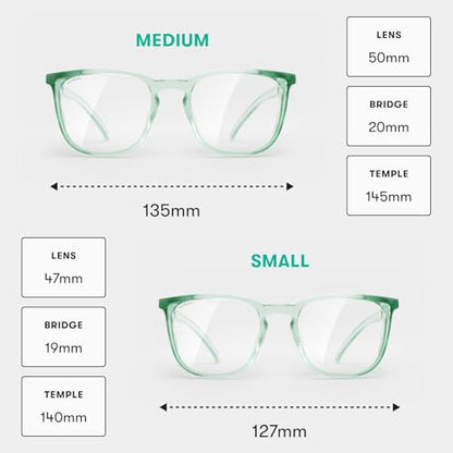 Stoggles Square Z87.1 Certified Polycarbonate Safety Glasses, Anti-Fog | Stylish, Protective, Blue-Light + UV Blocking, Top/Side Shields, Rx Ready, Unisex, Light, Scratch & Impact Resistant - color: Jade, size: Medium