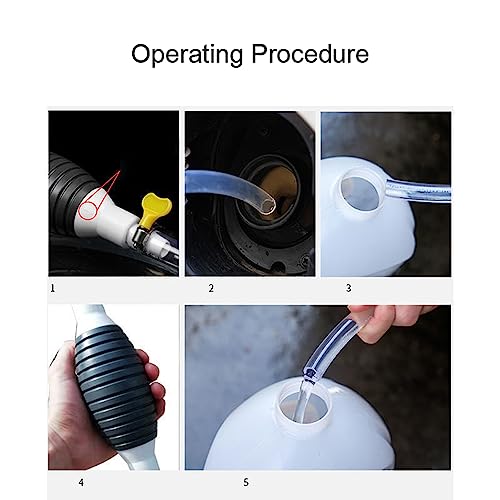 Manual Siphon Fuel Transfer Pump for Gasoline Oil and Water, Portable Hand Liquid Siphon Pump with 1.5m PVC Hose and Metal Clamps, High Flow Transfer Kit for Cars Boats and RVs