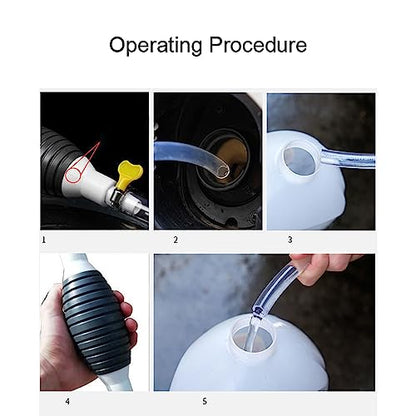 Manual Siphon Fuel Transfer Pump for Gasoline Oil and Water, Portable Hand Liquid Siphon Pump with 1.5m PVC Hose and Metal Clamps, High Flow Transfer Kit for Cars Boats and RVs