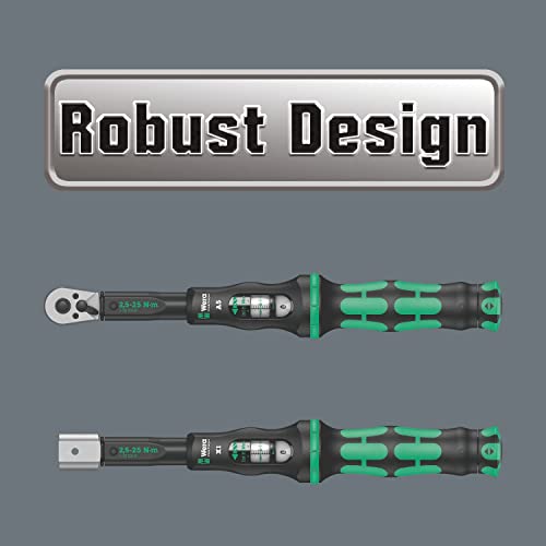 Wera - 5075622001 Click-Torque C 3 torque wrench with reversible ratchet, 1/2" x 40-200 Nm, black/green