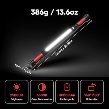2 Pack Magnetic Work Light - Bright Rechargeable LED Work Light Bar, Under Hood Mechanic Light for Garage, Workshop, Vehicle Inspection, Gift for Mechanics