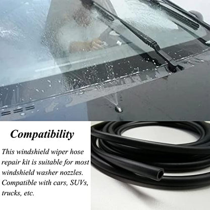 Windshield Washer Hose Kit - Includes 4 Meter Washer Fluid Hose & 12 Pcs Hose Connectors, Compatible with Most Vehicle Windshield Washer Nozzle Installation, for Connecting Car Water Pumps and Nozzles - size: 1-Set