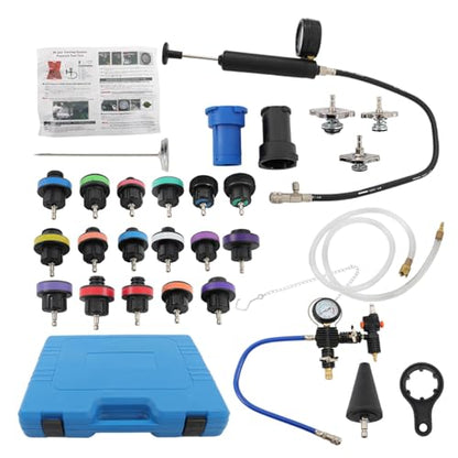 Silscvtt 28PCS Radiator Pressure Tester and Coolant Purge Refill Vacuum Kit for Cooling System Maintenance