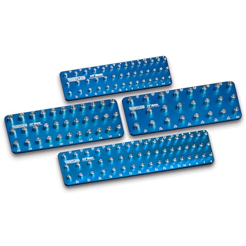 Westling USA Premium Aluminum Professional 4 Piece Metric Socket Tray/Organizer Set, Holds 150 Metric Sockets (Blue) - color: Blue