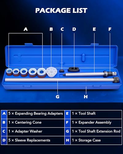 Orion Motor Tech OMT Cam Bearing Removal and Installation Tool Set | Universal Camshaft Bearing Tool Kit with 1-1/8 to 2-2/3 Inch Adapters, Covers Most Domestic and Import Vehicles