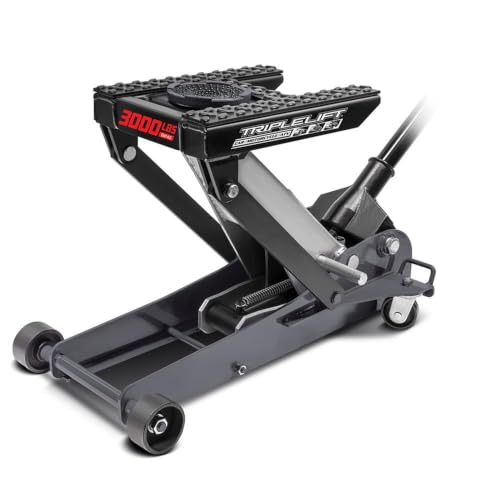 Powerbuilt 3000 Pound Triple Lift Garage Jack, Heavy Duty Vehicle, Truck, Car, Motorcycle, Transmission Lift, 1.5 Ton Capacity, 620622 - color: Black, size: 1.5 Ton