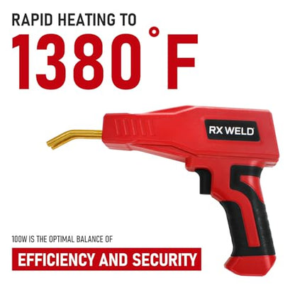 RX WELD 2-in-1 Plastic Welder, 1000PCS Hot Stapler Repair Kit | Soldering Iron, Repair for Automotive Car Bumper DIY, Patent Number D1052628 - color: Red