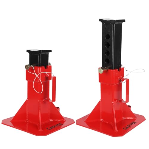 22 Ton Heavy Duty Pin Type Jack Stands with Lock Adjustable 11-18 Inch Automotive Support for Trucks Trailers Cars SUVs Professional Garage Home Use Red 1 Pair - size: 22T