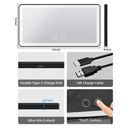 2PCS Car Sun Visor Vanity Mirror with 3 Light Modes & 80 LEDs, Rechargeable LED Cosmetic Makeup Mirror Essentials for Women, Dimmable Touch Control, Universal for Car Truck SUV | LED Cosmetic Makeup Mirror Essentials for Women, Dimmable Touch Control, Uni