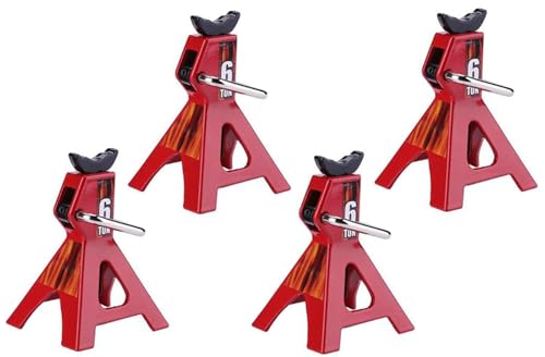 RC Jack Stands，Metal Adjustable 6 Ton Simulation mini Jack Stands for TRX-4 Axial SCX10 Wraith Tamiya CC01 RC4WD D90 1/10 RC Crawler Truck（Red