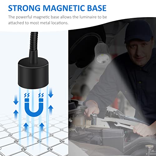 10W Magnetic Machine LED Work Light with Flexible Gooseneck and Magnetic Base, 1000lm, 6500k Magnetic Base Tool Lamp for Work Bench, lathe, Sewing Machine, Grill, Shop, Industrial Lighting