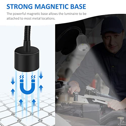 10W Magnetic Machine LED Work Light with Flexible Gooseneck and Magnetic Base, 1000lm, 6500k Magnetic Base Tool Lamp for Work Bench, lathe, Sewing Machine, Grill, Shop, Industrial Lighting