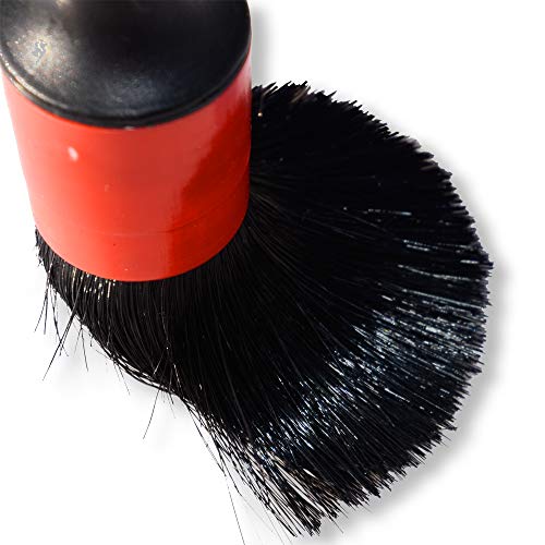 Detailing Brush Set -5 Different Sizes Premium Natural Boar Hair Mixed Fiber Plastic Handle Automotive Detail Brushes for Cleaning Wheels, Engine, Interior, Air Vents, Car, Motorcy