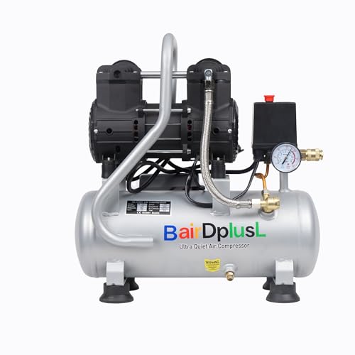 BairDplusL 3.2 Gallon Ultra Quiet Air Compressor 110V/60Hz 1.5HP 8.8CFM, MAX 115PSI Steel Tanks Oil-Free 70dB Noise Level Light & Quiet Portable Air Compressor for Auto Repair Spray Painting - size: 12L