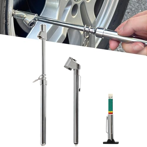 Tire Gauge for Semi Truck Straight-on Pencil Gauge with Tread Depth Gauge | Heavy Duty Dual Head Tire Pressure Gauge,10-150PSI 10-120PSI Pencil Tire Checker Extended Tube for Semi Truck Car