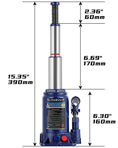 BAOSHISHAN 4 Ton Double Ram Bottle Jack with Carrying Case | Heavy-Duty Hydraulic Lift, Welded Steel Construction, Overload Protection, Anti-Slip Base, for SUV Truck RV - size: 4 Ton with Case