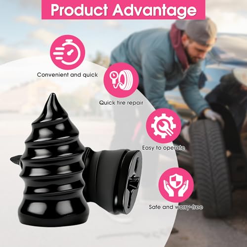 40 pcs Tire Plugs Kit, for Quick DIY Vacuum Tire Repair on Cars, Motorcycles, Trucks, and Bicycles (Black) | Quick Self Service Tire Repair Screw Kit