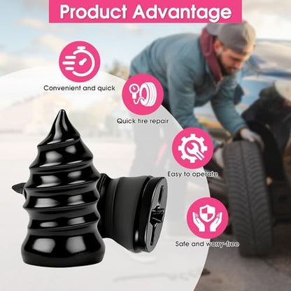 40 pcs Tire Plugs Kit, for Quick DIY Vacuum Tire Repair on Cars, Motorcycles, Trucks, and Bicycles (Black) | Quick Self Service Tire Repair Screw Kit