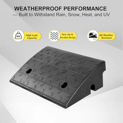 Vlinow Rubber Curb Ramp, 4/5/6/7" Rise Height 2 Pack, Heavy-Duty 33069 lbs Capacity Threshold Ramps, Auto Curb Ramps, Vehicle Ramps, Driveway Curb Ramps for Cars, Wheelchairs, Bikes, Motorcycles - size: 5 inch (2 Pack)