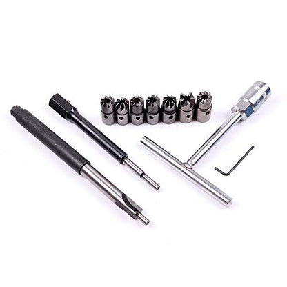 SCITOO 10pcs Seat Cutter Diesel Injector Set with Flat Reamer T-Handle Angled Reamer Hex Key