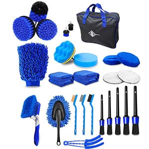 27Pcs Car Detailing Kit, Car Detailing Brush Set, Car Wash Cleaning Kit, Car Detailing Brushes, Professional Car Care Kit for Interior Exterior Wheels, Blue - size: 27